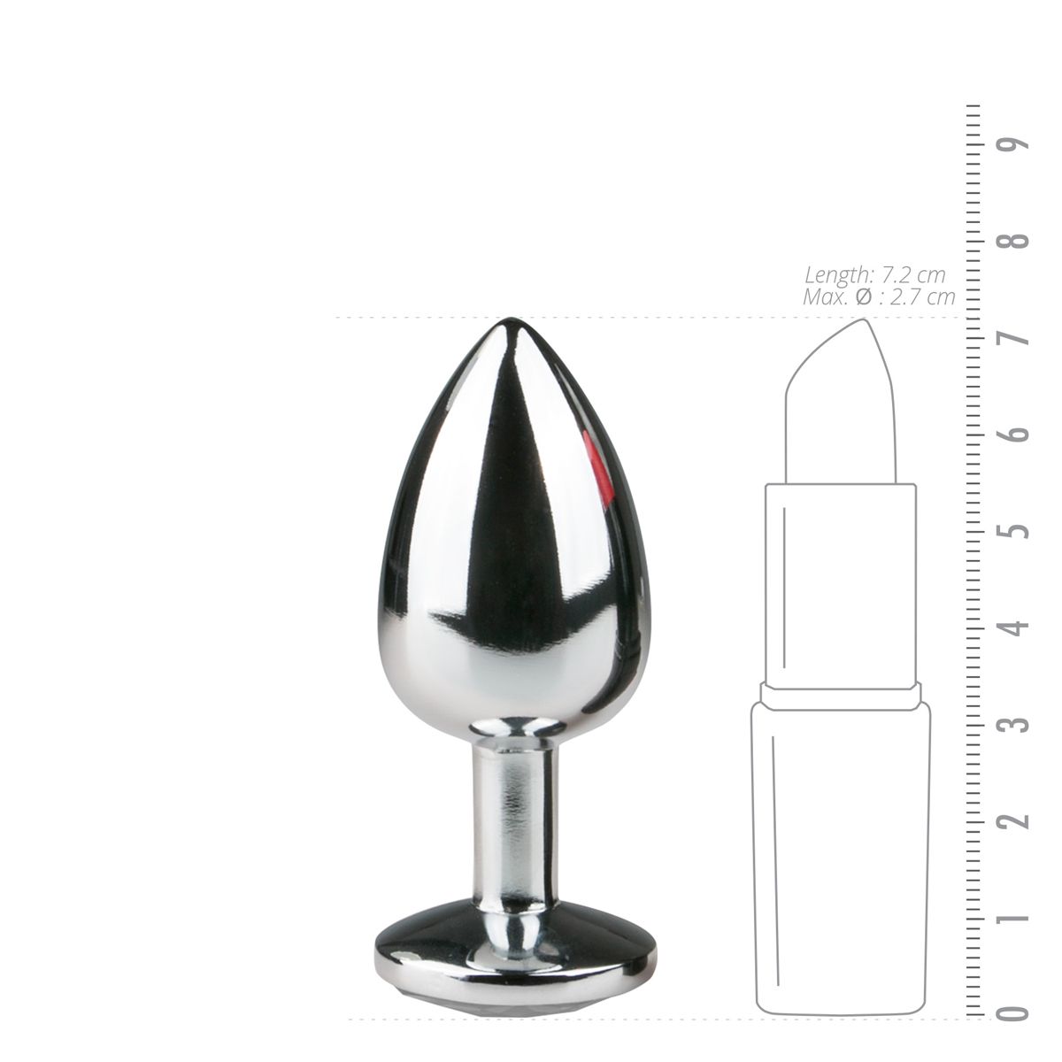 Metalen Buttplug met Zilveren Diamant - S