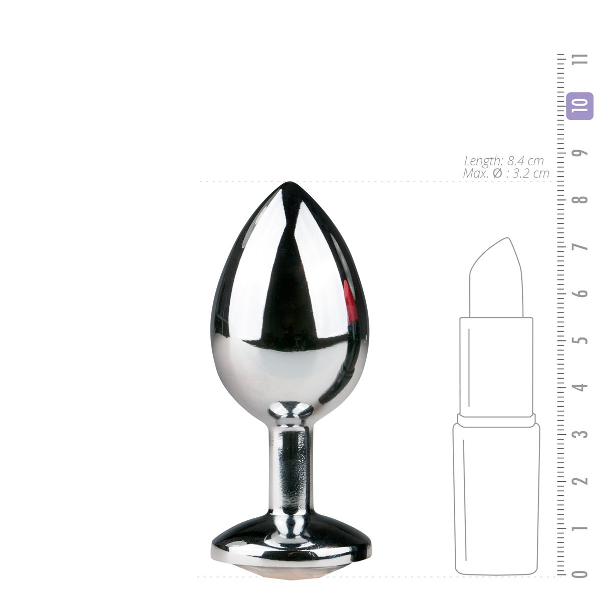 Metalen Buttplug met Zilveren Diamant - M