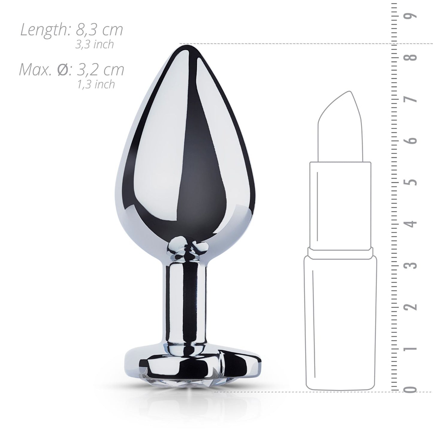 Metalen buttplug met hartje - zilverkleurig