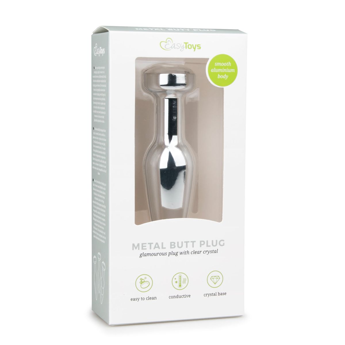 Metalen Buttplug met Diamant Zilver - L