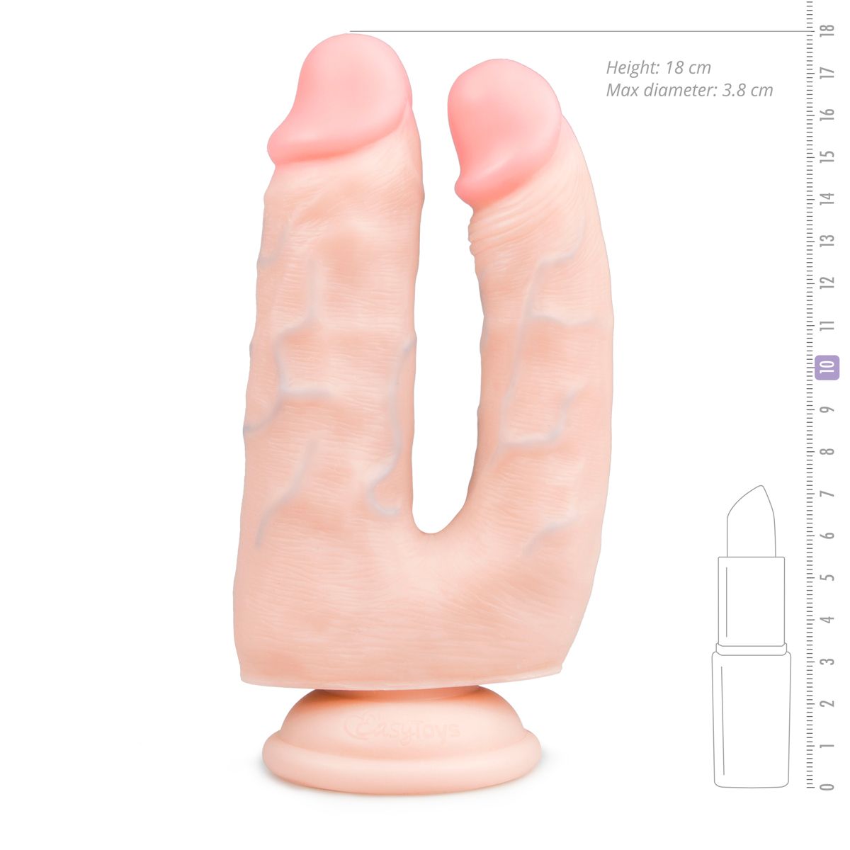Realistische Dubbele Dildo Met Zuignap - 18 cm