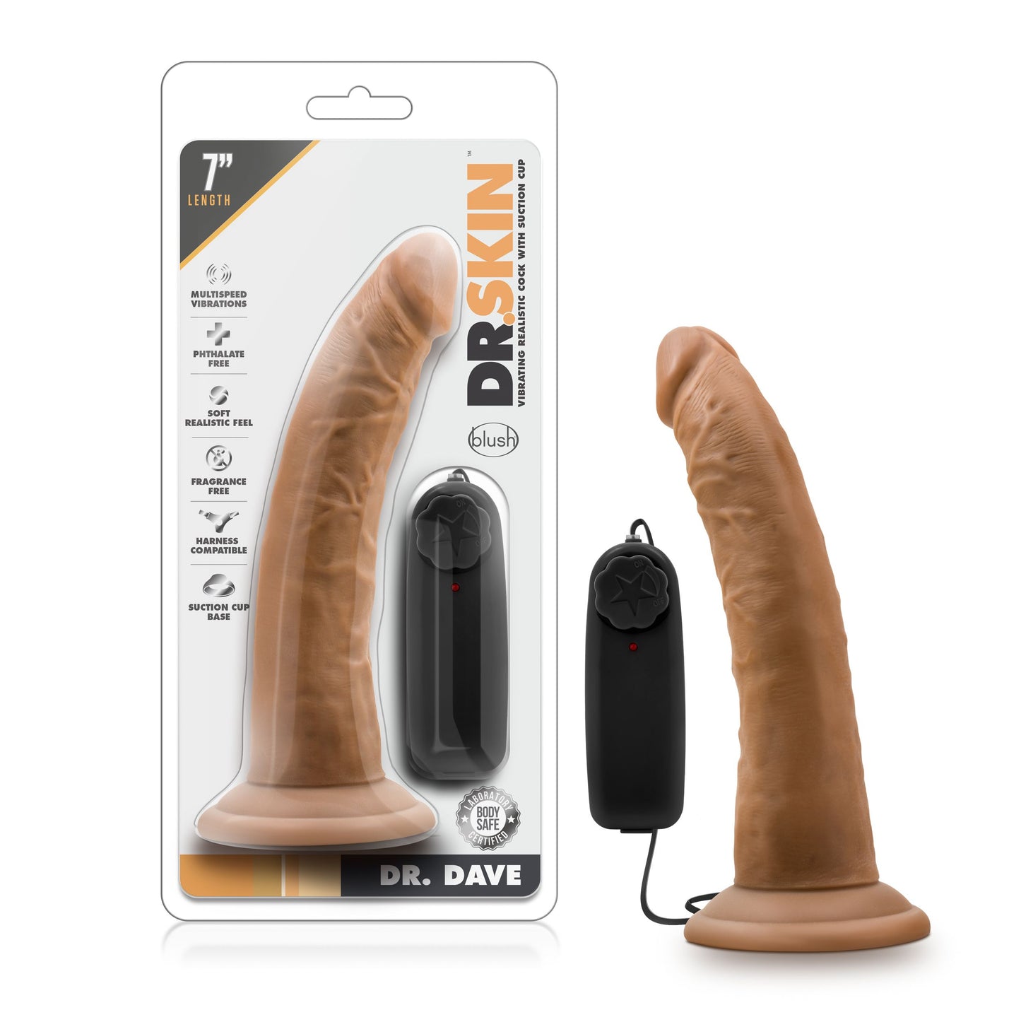 Dr. Skin - Dr. Dave Vibrator Met Zuignap - Mocha