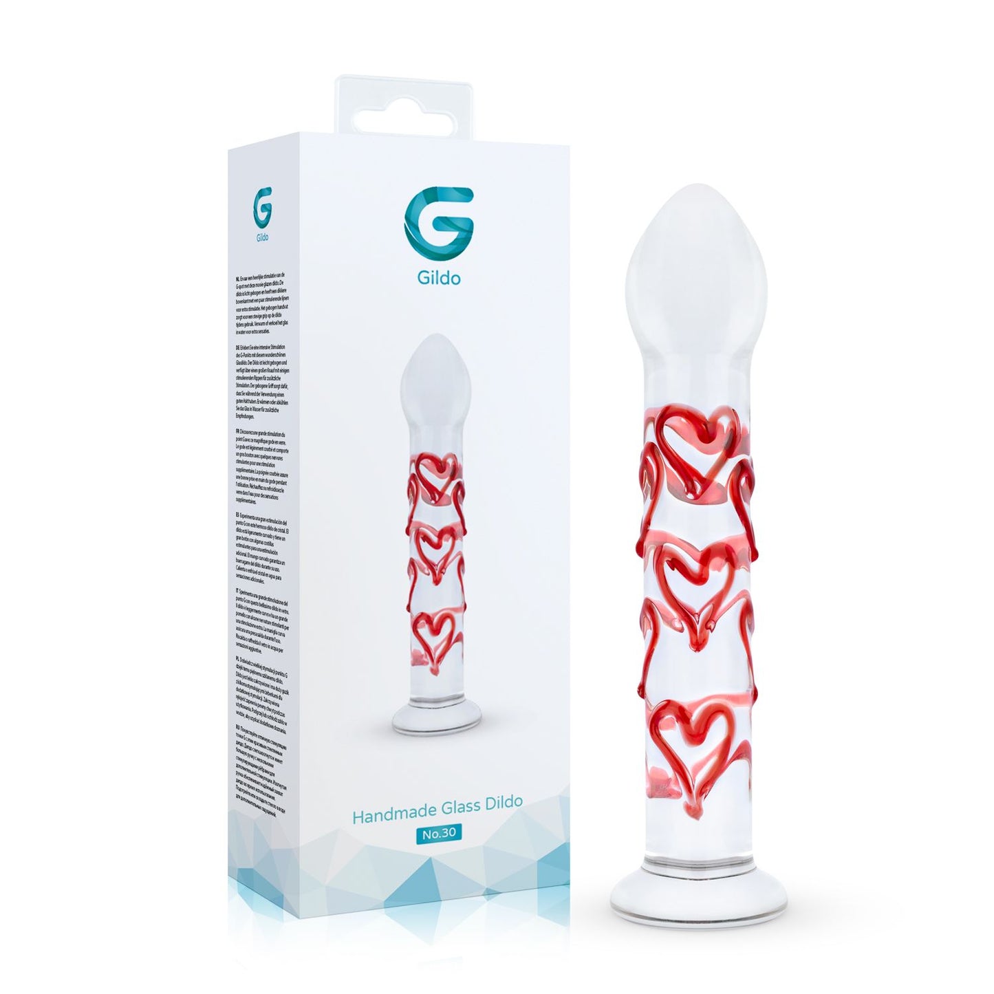 Gildo - Glazen G-spot/Prostaat Dildo Met Hartjes No.30