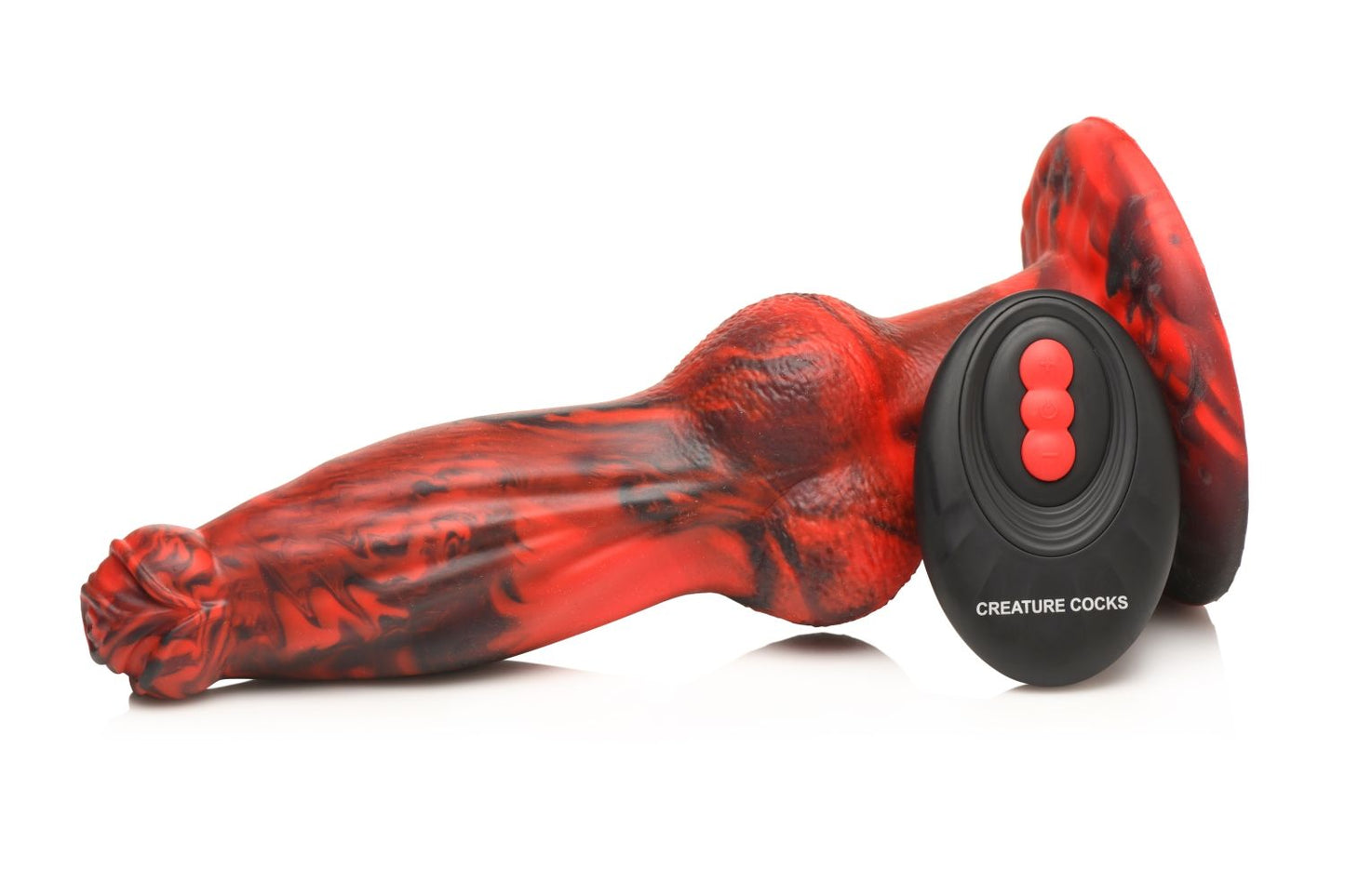 XR Brands - Hel-Wolf Stuwende & Vibrerende Dildo - Rood & Zwart