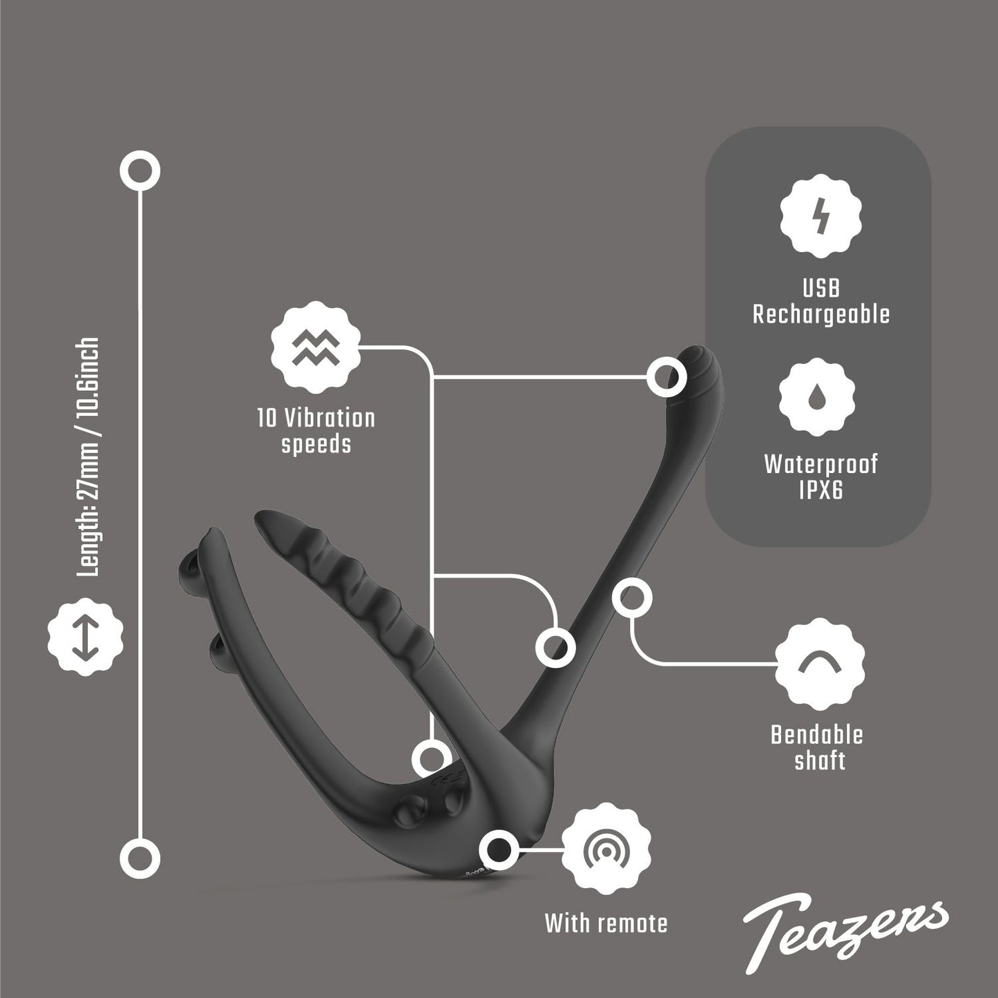 Teazers Driedubbele Prostaat Vibrator met Afstandsbediening