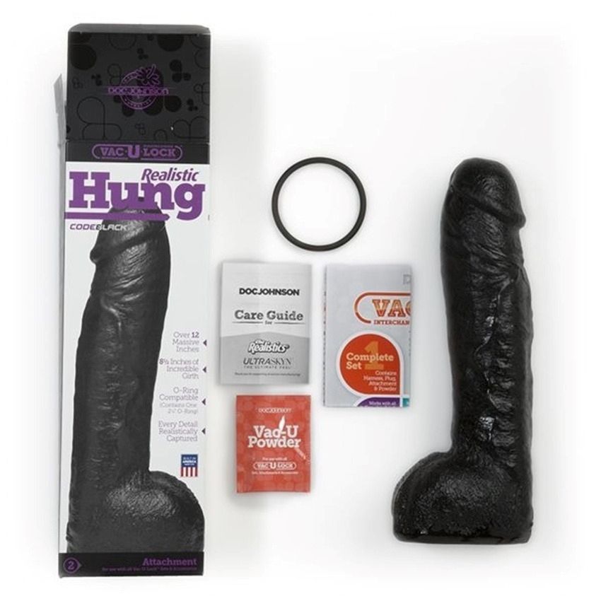 Doc Johnson - VacULock CodeBlack Realistische Dildo - Zwart