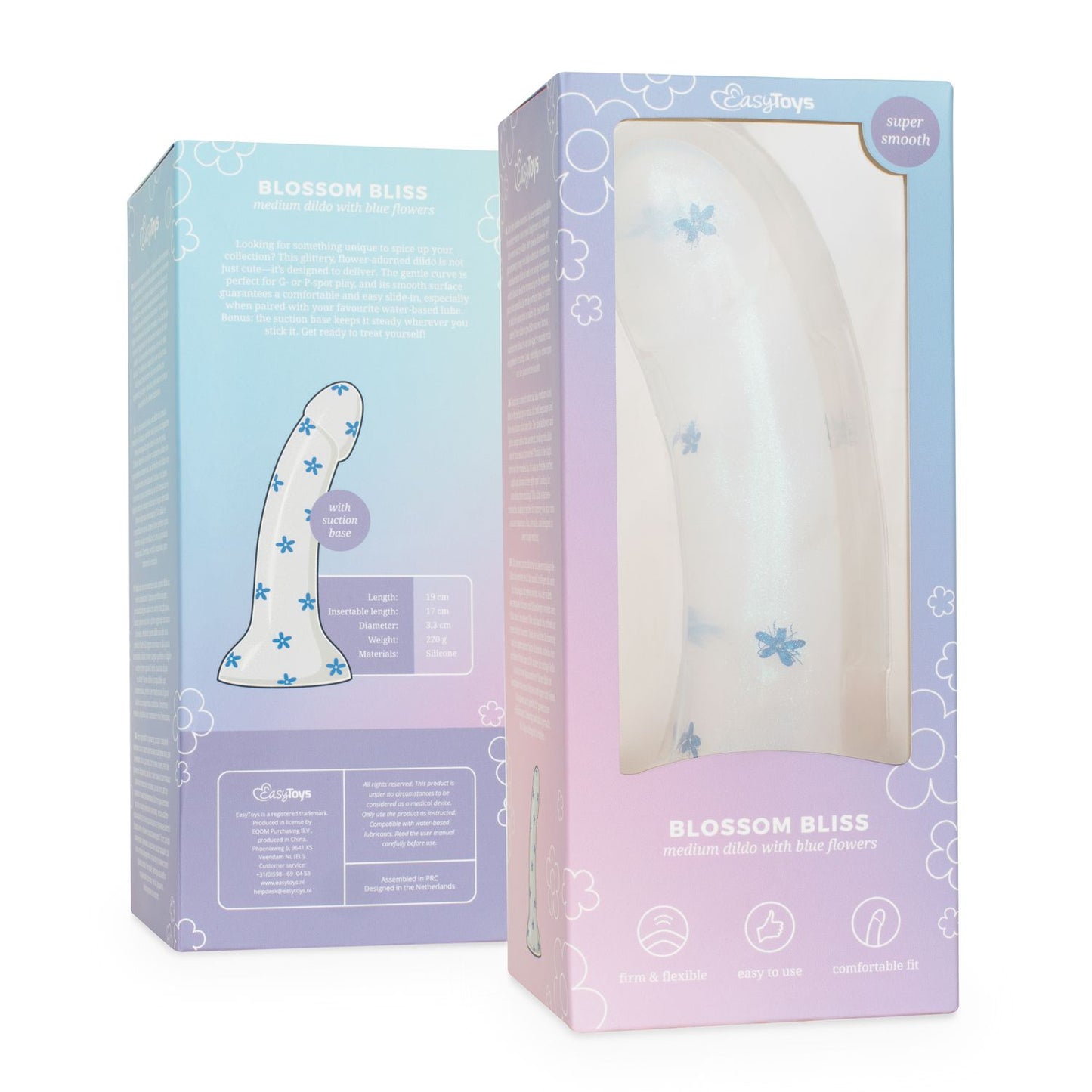 Dildo Collection - Blossom Bliss - Middelgrote dildo met blauwe bloemen