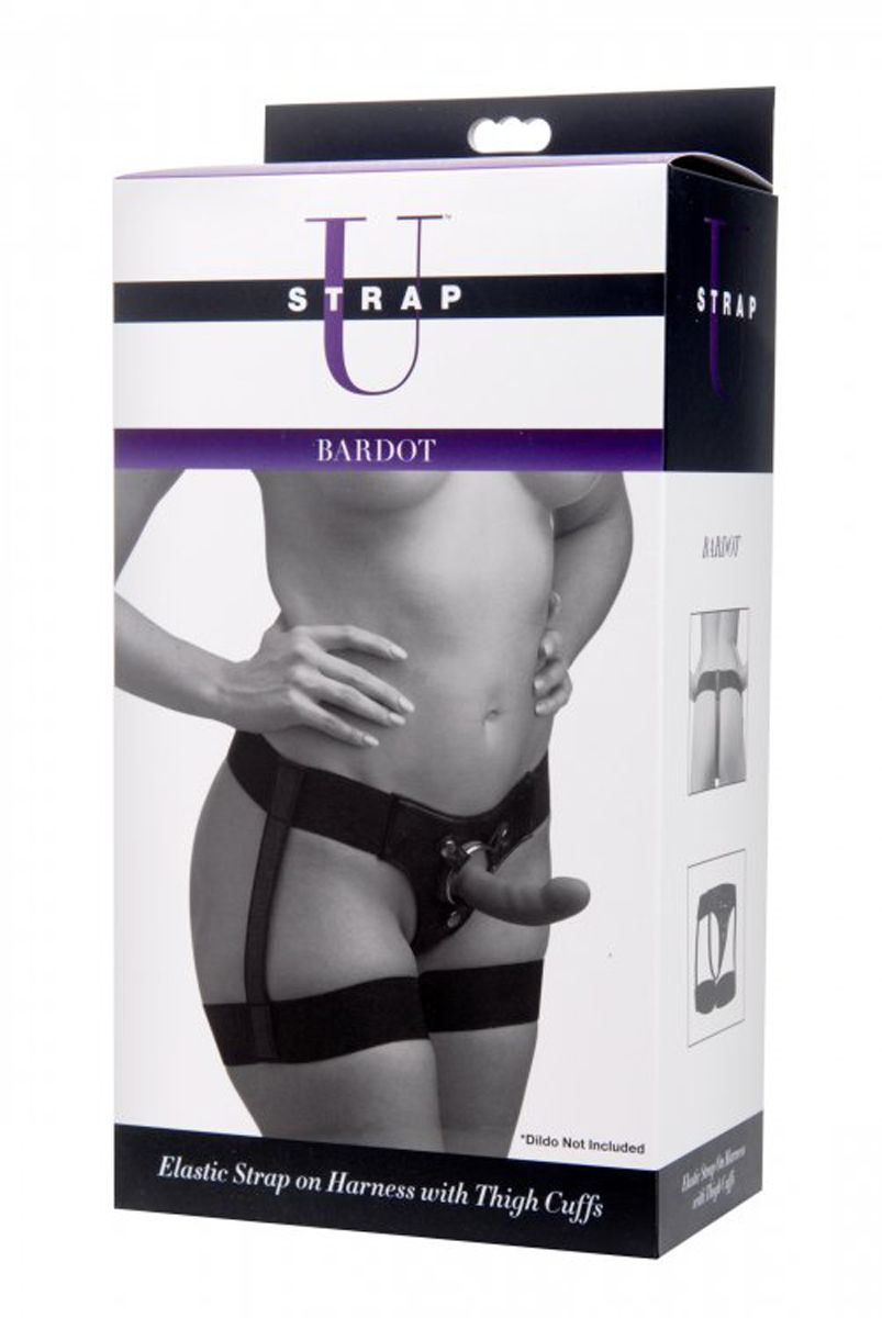 Zwart strap on harnas jarretel stijl