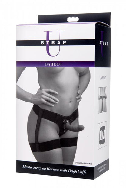 Zwart strap on harnas jarretel stijl