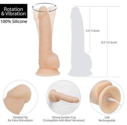 Naked Addiction - Realistische Vibrerende En Roterende Dildo - 20 cm