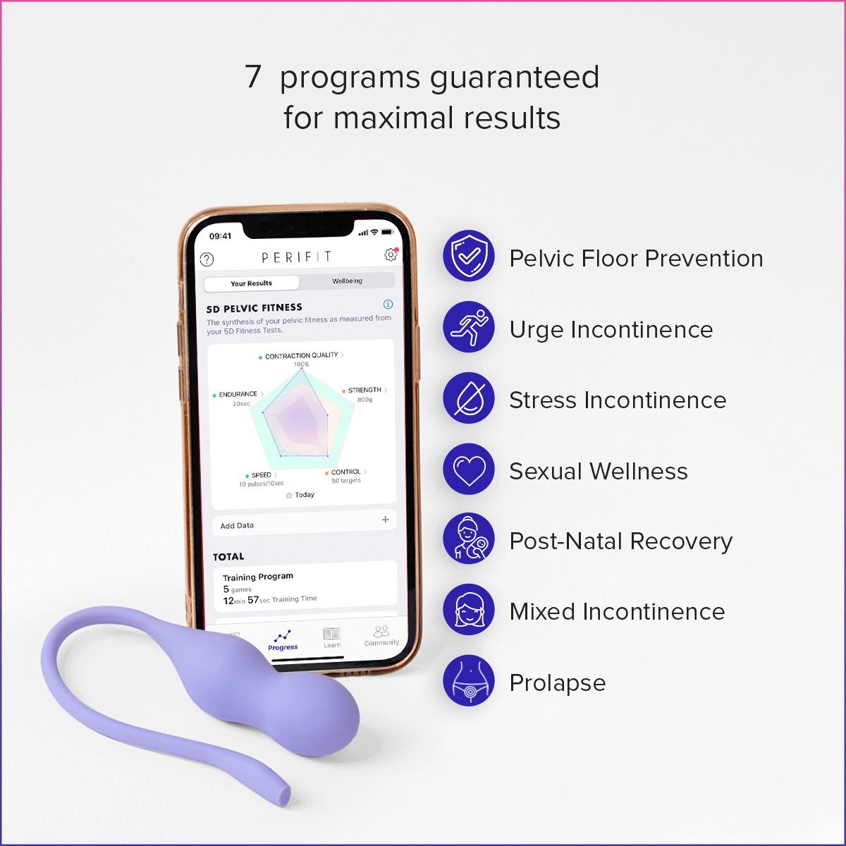 Perifit Care+ Dynamische Kegel-oefenapparaat - Lila