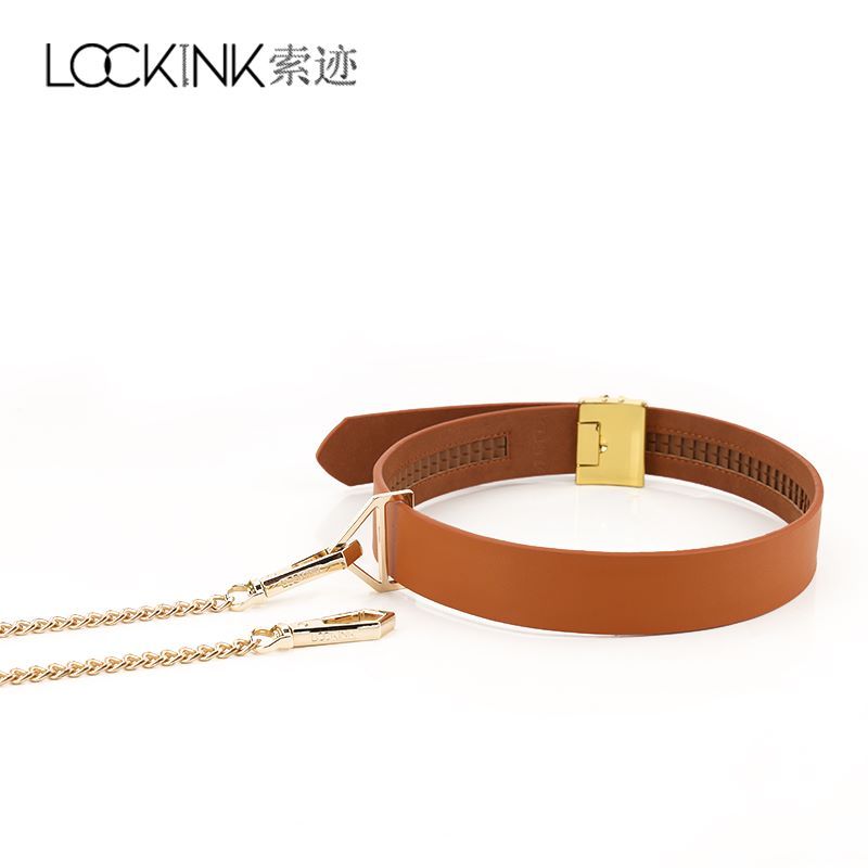 LOCKINK -  Halsband met Riem Set - bruin