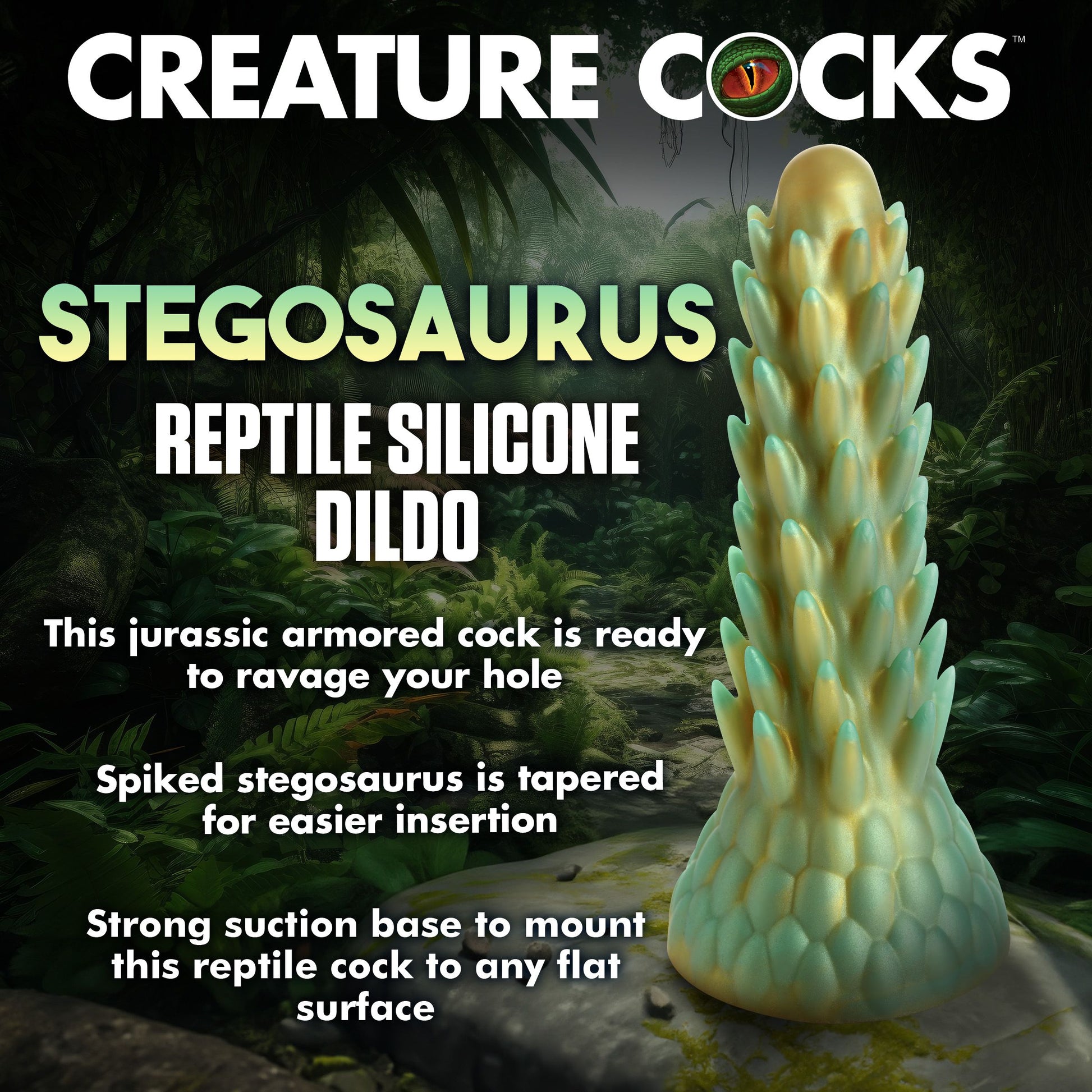 Stegosaurus Spiky Reptiel Dildo - Groen