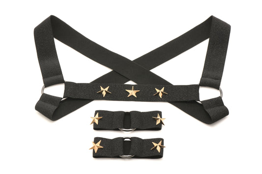 XR Brands - Borstharnas met Armbanden - Zwart