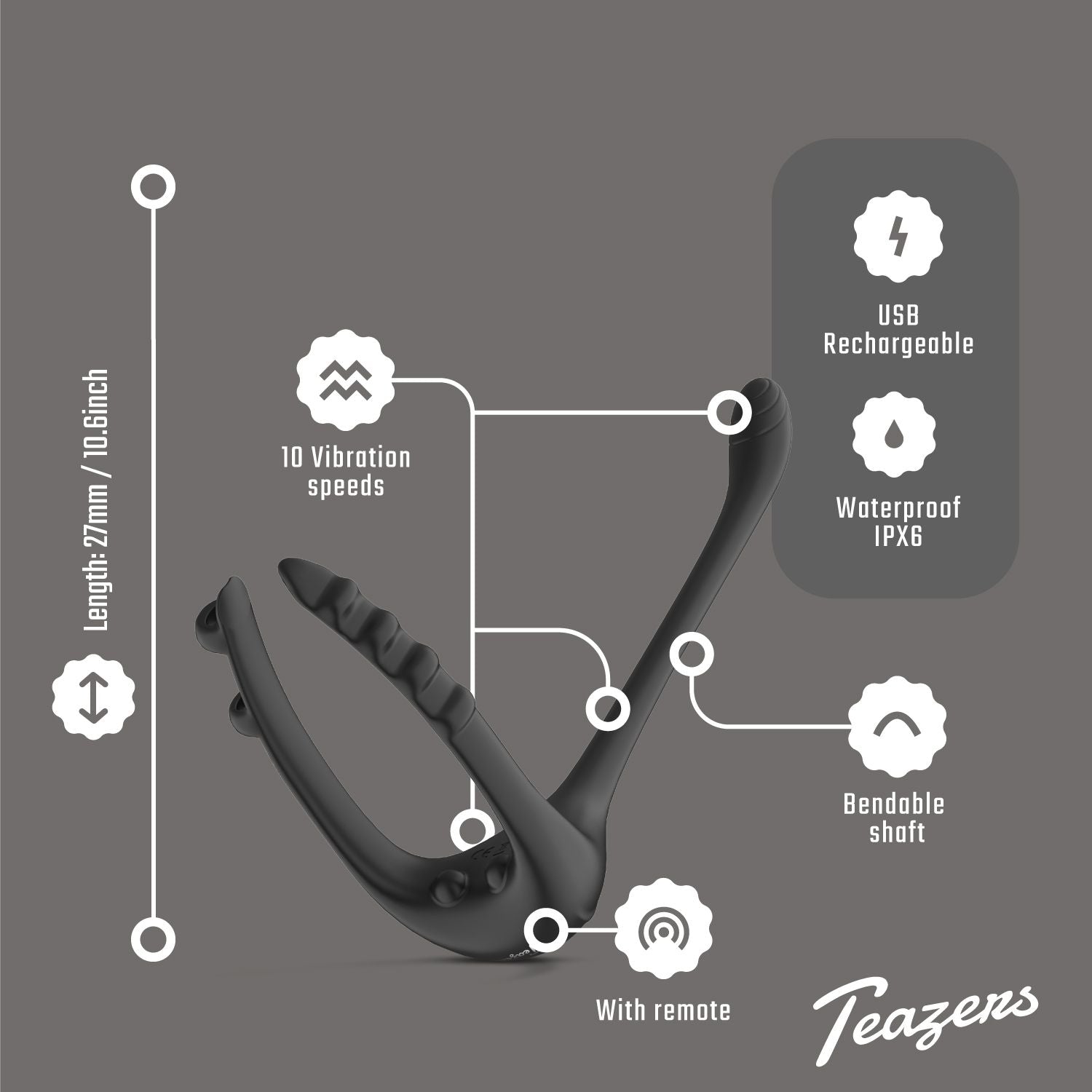 Teazers Driedubbele Prostaat Vibrator met Afstandsbediening