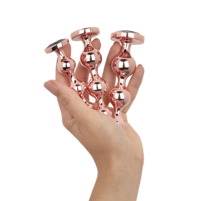 Rosy Gold - Metalen Buttplugset 3 stuks - Roségoud