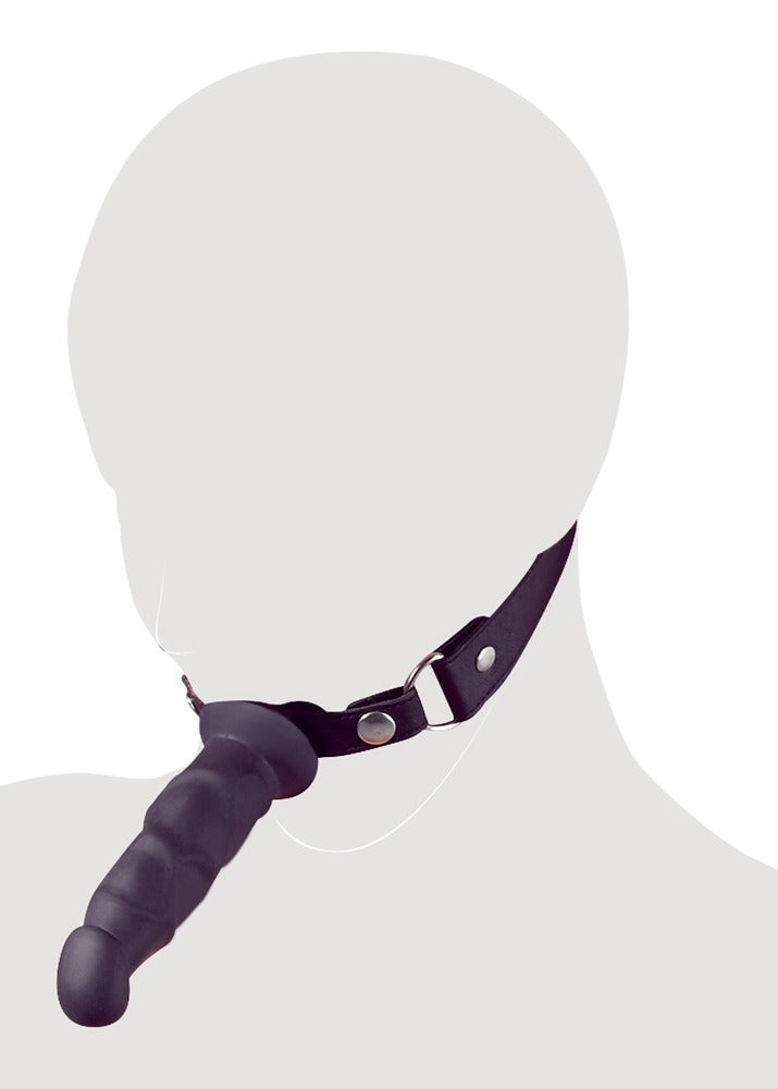 Imitate leather dildo gag