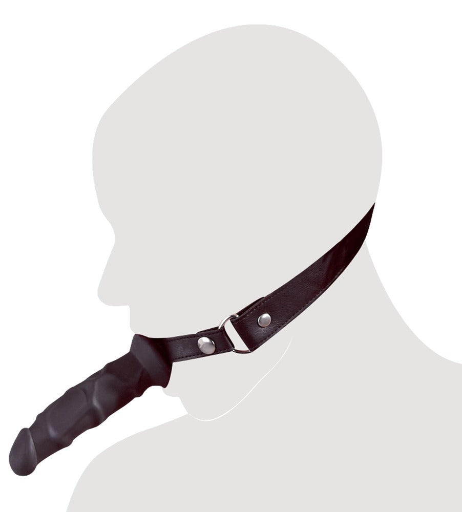 Imitate leather dildo gag