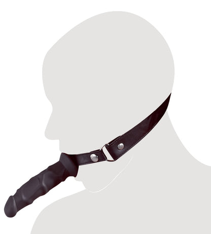 Imitate leather dildo gag