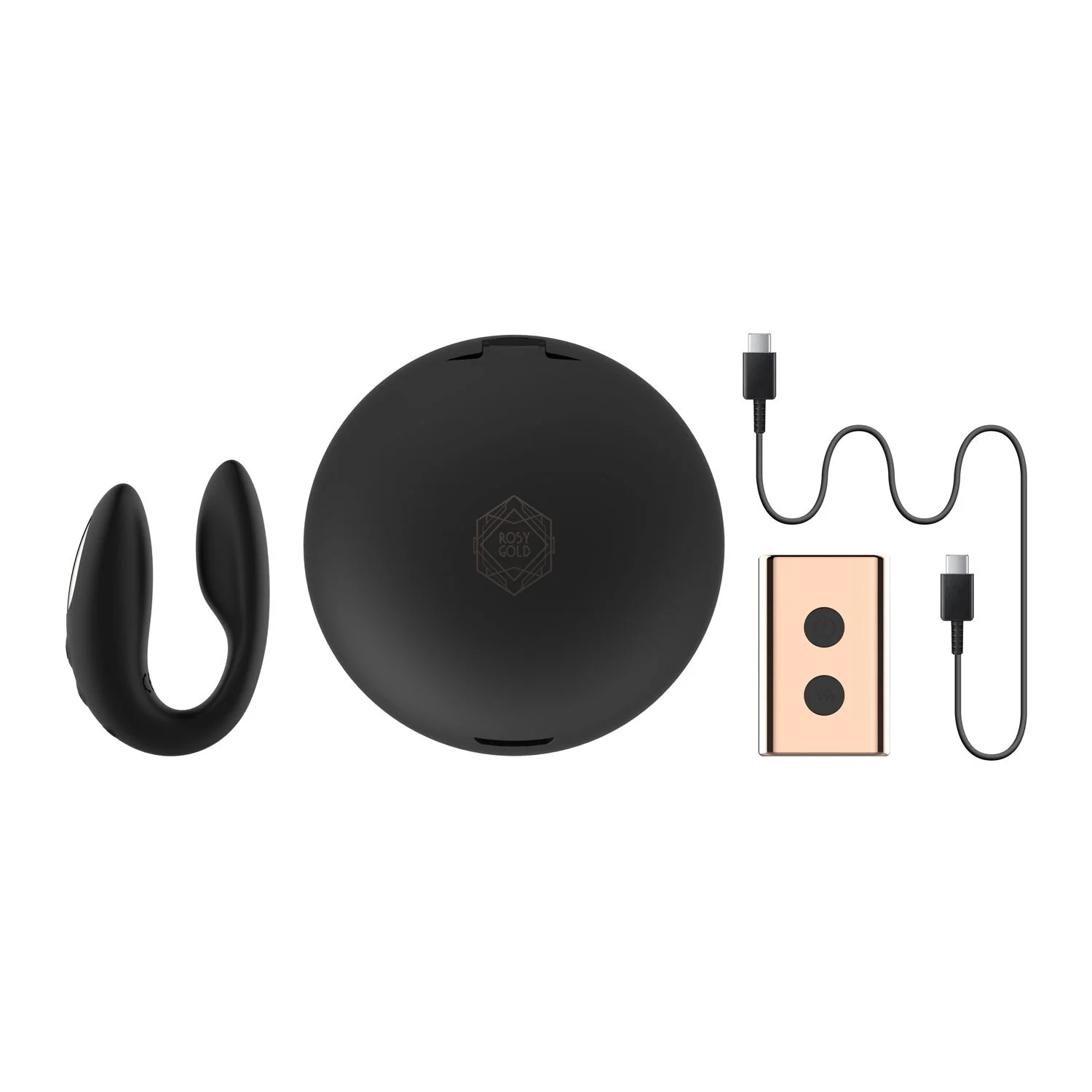 Rosy Gold – C-Shape Vibrator met Luxe Oplaadcase – Zwart