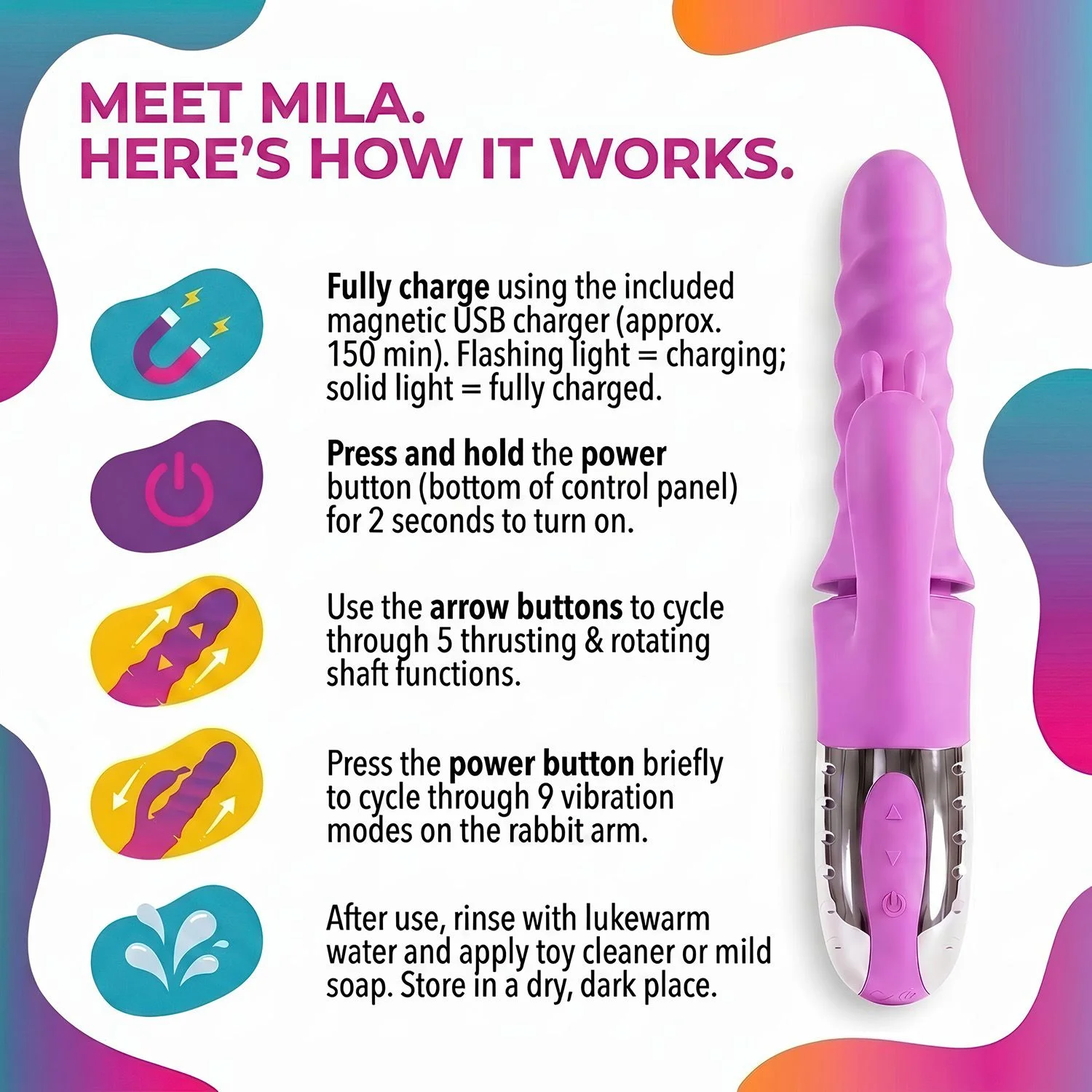 Good Vibes Only - 360° Rotating Thrusting Vibrator - Roze