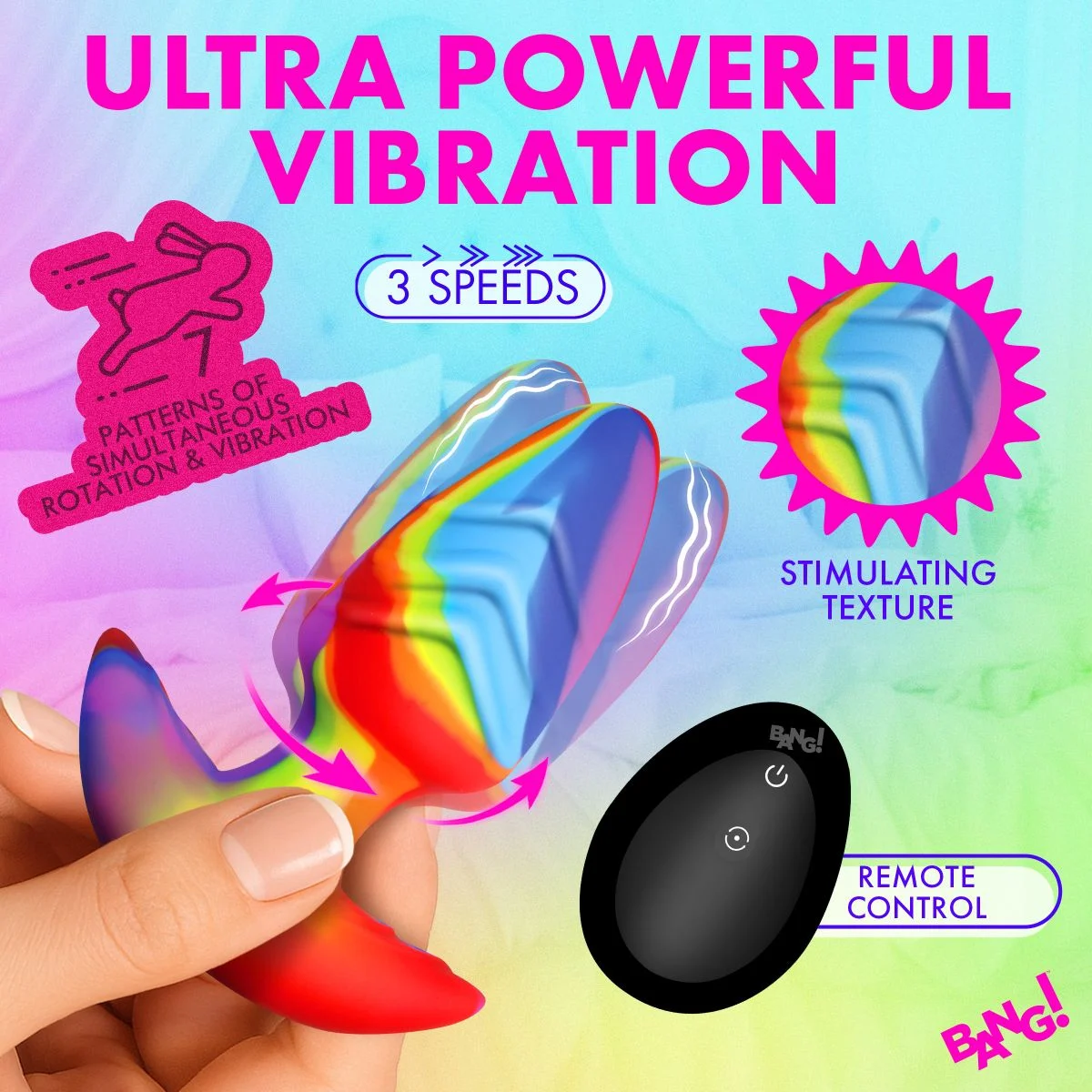 Bang! - Roterende en Vibrerende Buttplug - 9,9 cm