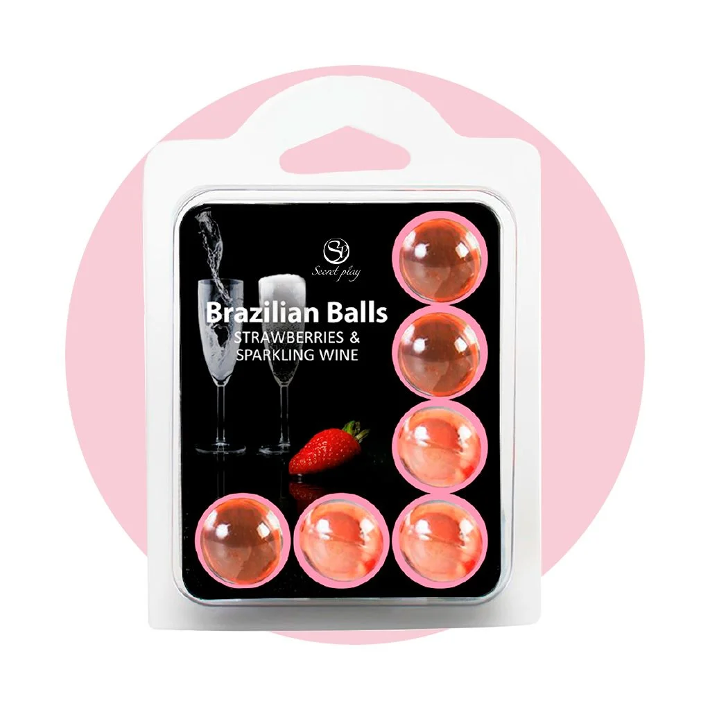 Secret Play - Brazilian Balls Strawberry & Sparkling Wine - 6 Massage Balls