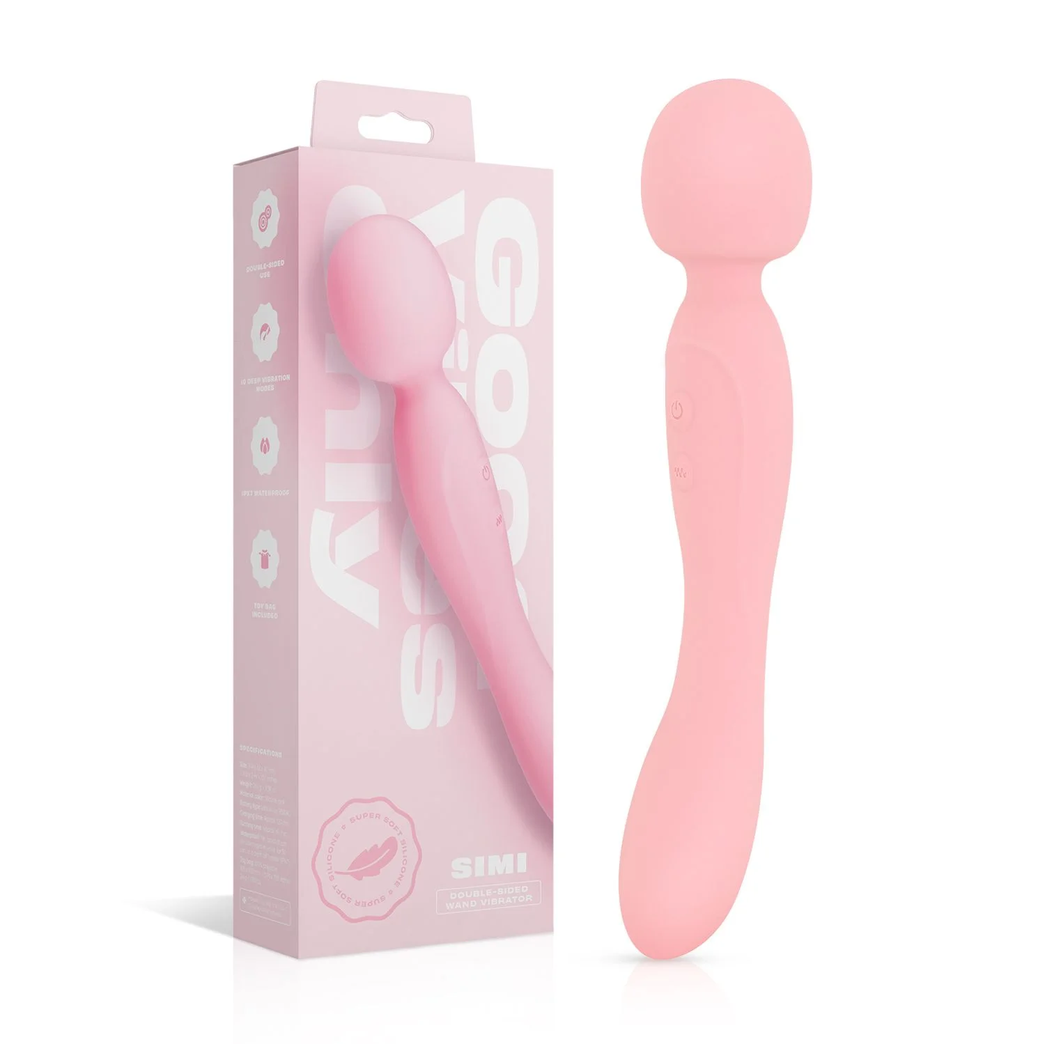 Good Vibes Only - Dubbelzijdige Wand Vibrator - Soft Silicone - Roze
