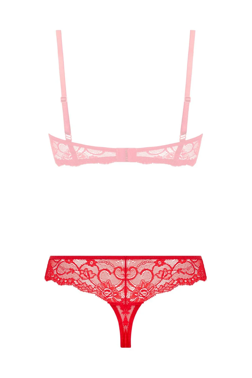 Christine - Kanten String Met Open Kruisje Marzia - Rood