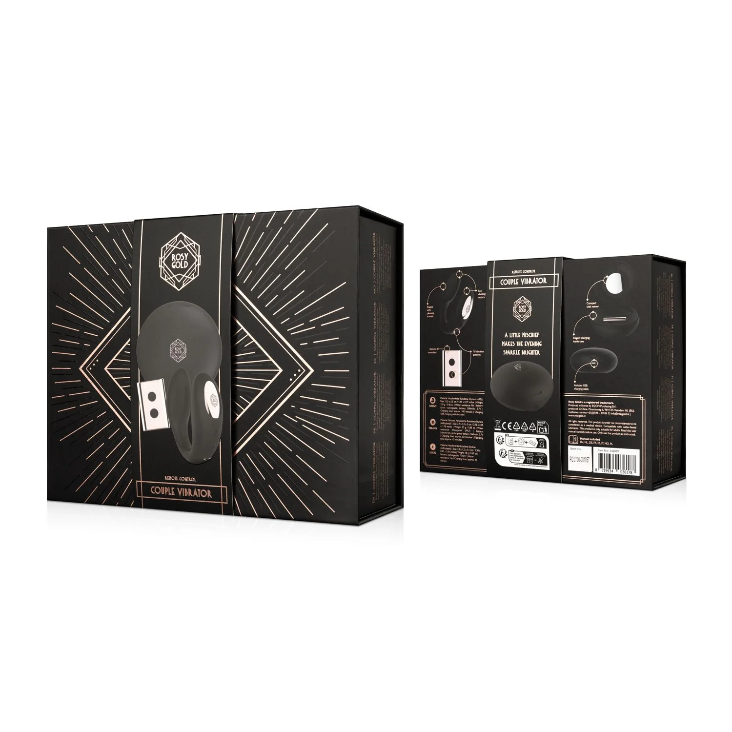 Rosy Gold – C-Shape Vibrator met Luxe Oplaadcase – Zwart