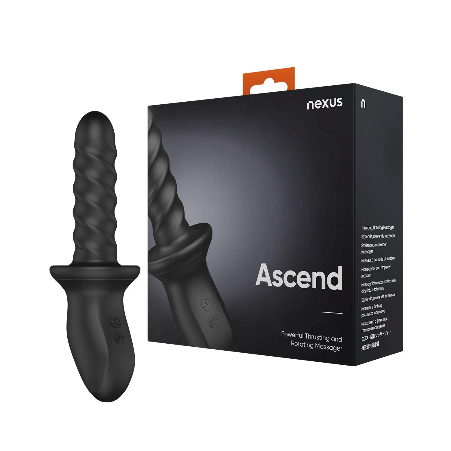 Nexus – Ascend Thrusting & Rotating Massager – Zwart