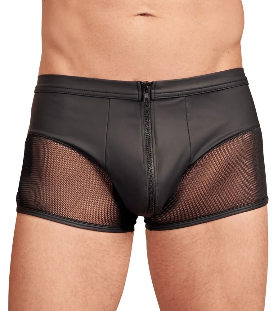 Leather Look Heren Boxer Met Ritssluiting - Zwart