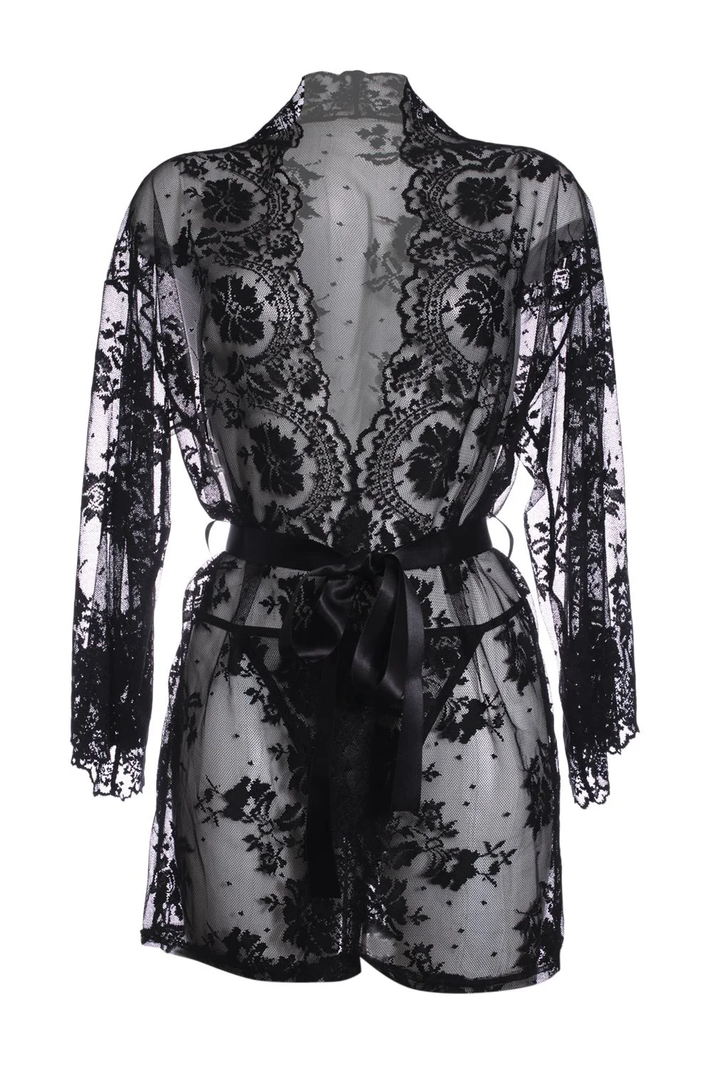 Christine - Kanten Kimono Graceful - Zwart