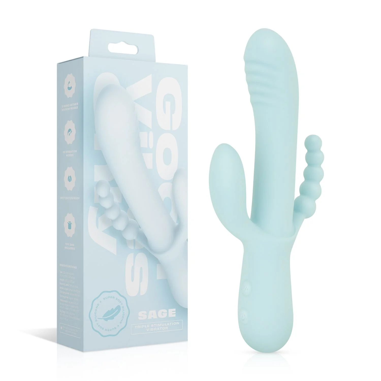 Good Vibes Only - Triple Stimulation Vibe - Soft Silicone - Blauw