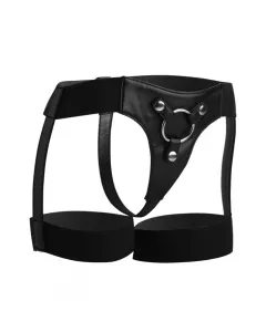 Zwart strap on harnas jarretel stijl