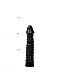 Grote Dildo Met Geribbelde Schacht - Zwart