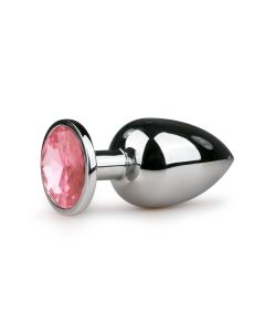 Metalen buttplug Zilver/Roze - L