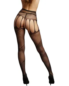 Open kruis Net Panty met Design zwart