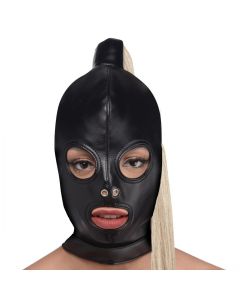 Ponytail Bondage Hood - Zwart