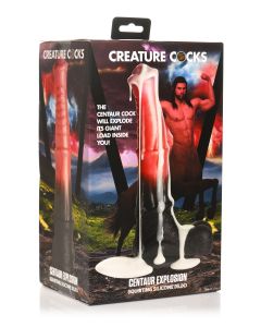 XR Brands - Centaur Explosie Spuitende Siliconen Dildo - Zwart/Rood