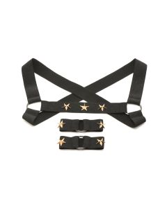 XR Brands - Borstharnas met Armbanden - Zwart