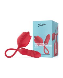 Teazers Roos Vibrator met Stotende Dildo