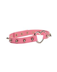 XR Brands - Spiked Heart Choker - Roze