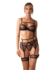 Obsessive - Nuites Driedelige Set - Zwart