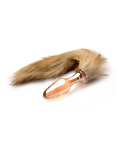 TAILZ - Fox Tail Anaalplug van Glas - Oranje met Faux Fur Staart