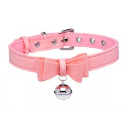 Golden Kitty Collar Met Kattenbelletje - Roze/Zilver