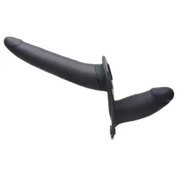 Power Pegger Dubbele Strap-On Vibrator - Zwart