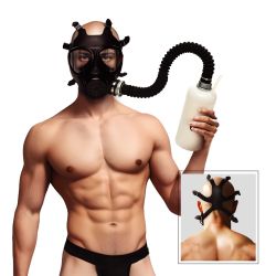 XR Brands - Inhaler Gas Masker Met Fles - Zwart & Wit