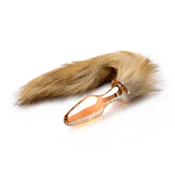 TAILZ - Fox Tail Anaalplug van Glas - Oranje met Faux Fur Staart