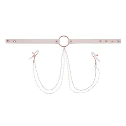 Sportsheets – S&M Peaches ‘n CreaMe Halsband met Tepelklemmen – Cream